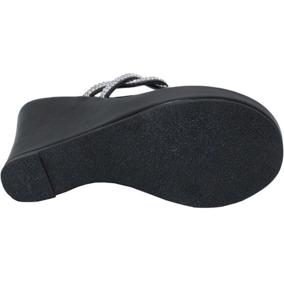 women’s Volatile Bridal platform wedge sandals black rhinestones Size 10 - Picture 4 of 9